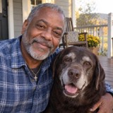 James R. with his senior dog Cooper