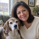 Rebecca A. with her senior dog Maggie